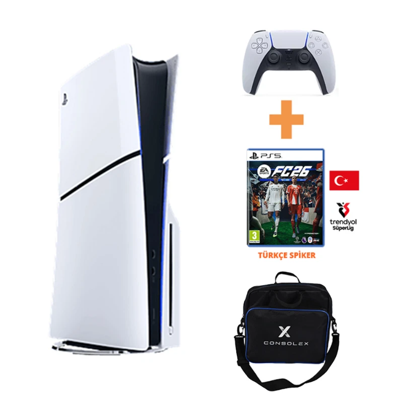 Sony PlayStation 5 Slim 1TB CD Edition Konsol + FC 26 Türkçe CD Oyun + Çanta – Tek Kol (CFI-2016 Avrupa)