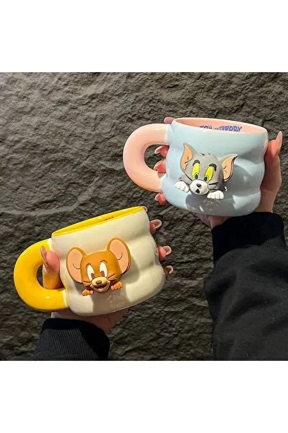 Tom ve Jerry 3D Seramik Kupa Bardak – Tom Desenli CL-779