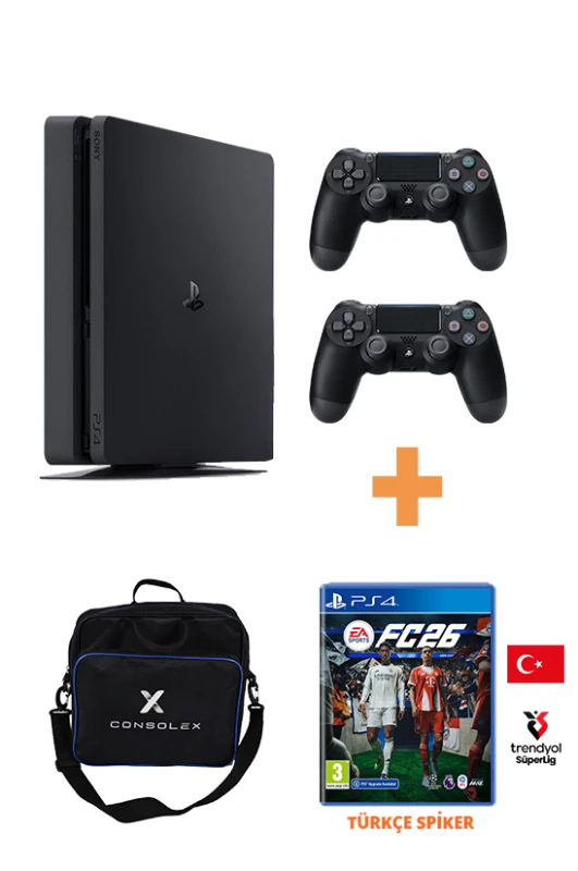 Sony PlayStation 4 Slim 500GB + FC 26 Disk Oyun + 2 Adet V2 Kol – PS4 (Yenilenmiş)