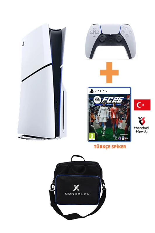 Sony PlayStation 5 Slim 1TB CD Edition Konsol + FC 26 Türkçe CD Oyun + Çanta – Tek Kol (CFI-2016 Avrupa)