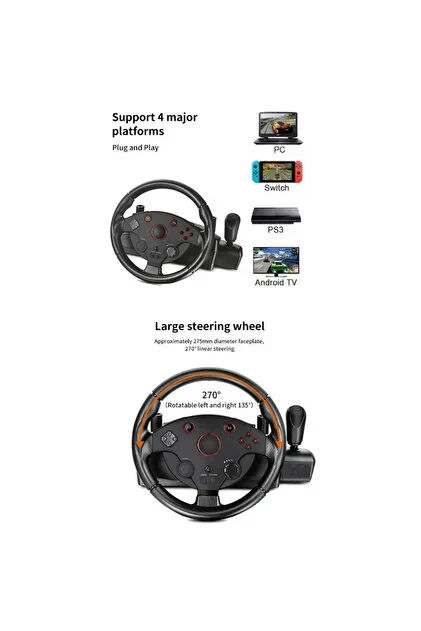 T6 Racing Wheel Ps4 Xbox Switch PC Uyumlu Direksiyon Seti – Çok Platformlu Yarış Direksiyonu