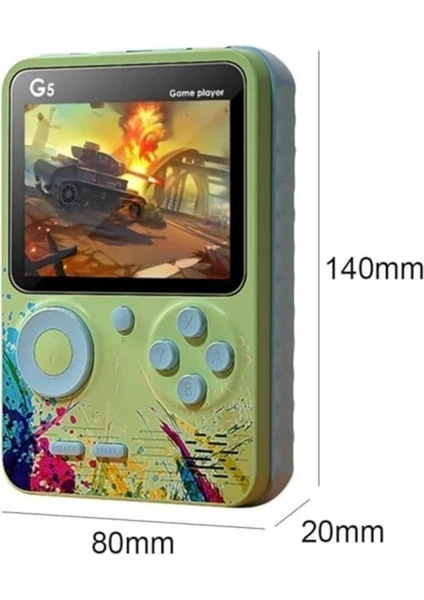 G5 Atari Retro Oyun Konsolu – 500+ Klasik Oyun – 3.0” Renkli Ekran (Yeşil)