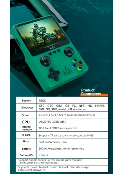 X6 Taşınabilir Retro Oyun Konsolu – 10.000 Yüklü Oyun – HD Game Stick (Yeşil)