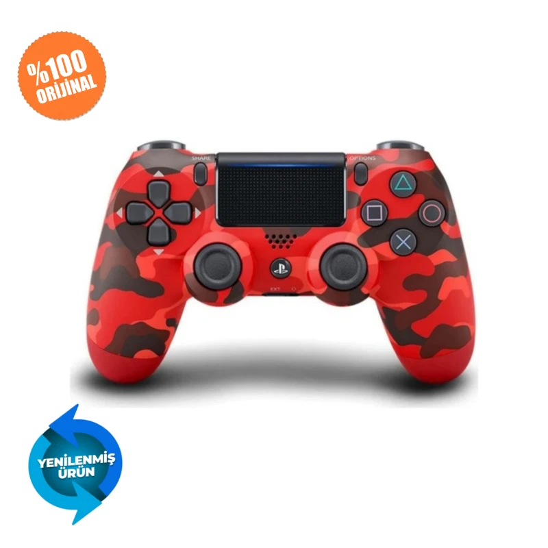Sony DualShock 4 PS4 Kablosuz Oyun Kumandası – Siyah-Kırmızı Kamuflaj (Yenilenmiş)