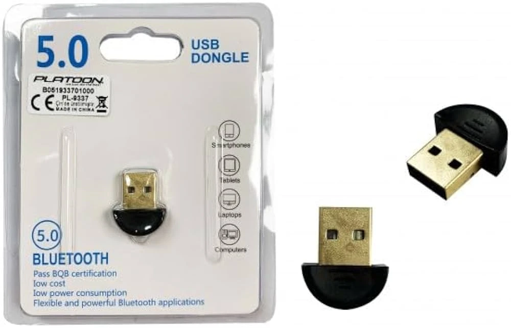 Platoon PL-9337 USB Bluetooth 5.0 Mini Dongle Adaptör Kablosuz Bağlantı Alıcısı Siyah  Kopyala