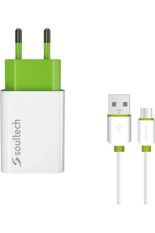 Soultech SC113B 2.1A Seyahat Şarj Cihazı + Type-C Kablo Hızlı Şarj -CL-222