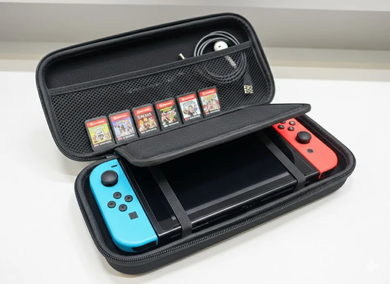 N.Switch 2 Uyumlu Sert Taşıma Çantası – Oyun Kartuş Bölmeli – Siyah CLN-02