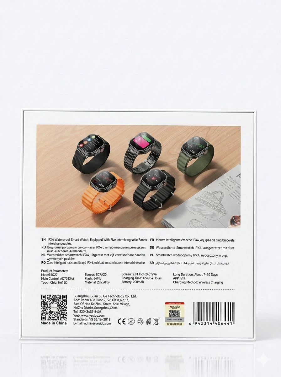 Yesido IO27 Smart Watch Akıllı Saat – 5 Kordonlu – NFC – BT Arama – IPX4 - 2.02 inç