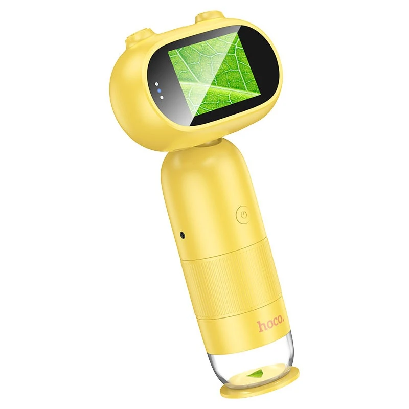 Hoco Çocuk El Mikroskobu Kameralı – LCD Ekranlı Dijital Mikroskop (Sarı)
