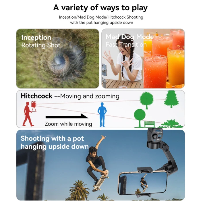 SF27 3 Eksenli Gimbal Stabilizer Auto Face Tracking Selfie Stick Tripod