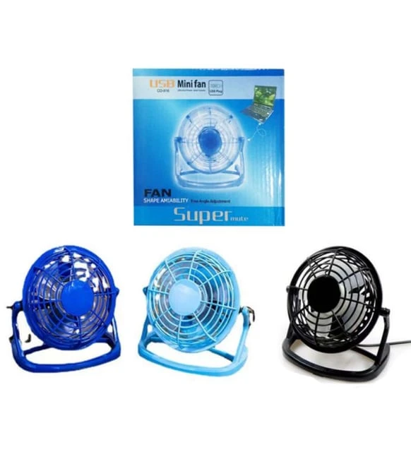 USB Mini Fan Sessiz Metal Masaüstü Fan Laptop Powerbank Uyumlu - PEMBE - CL-9918