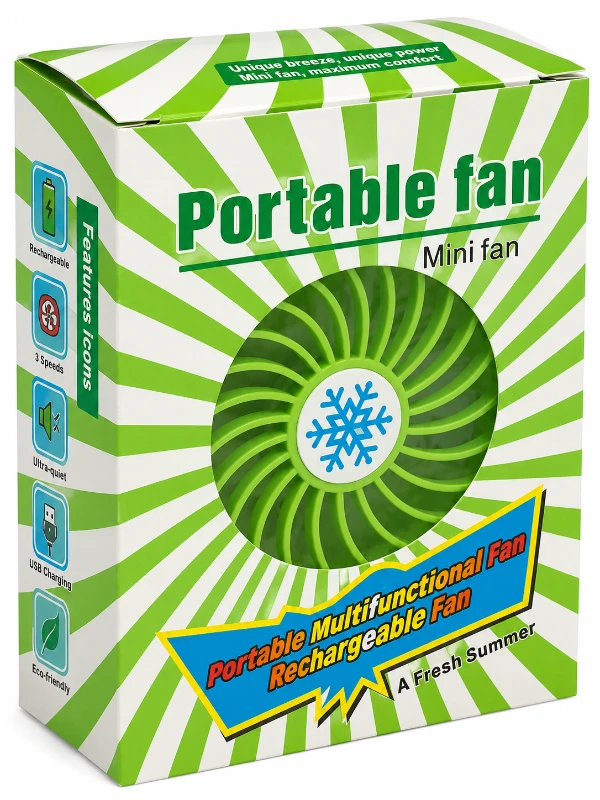 Yeşil Şarjlı Mini Fan 3 Kademeli USB Taşınabilir Masaüstü Fan - YEŞİL - CL-9918