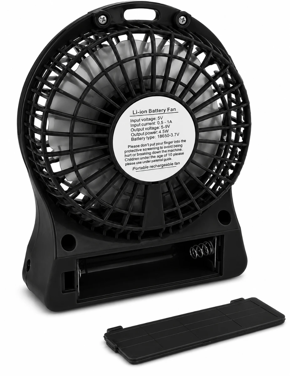 Siyah Şarjlı Mini Fan 3 Kademeli USB Taşınabilir Masaüstü Fan - SİYAH - CL-9918