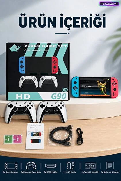 Video Game G90 PRO Retro Oyun Konsolu – 7″ IPS HD Ekran – 30+ Emülatör ve HDMI Çıkışlı