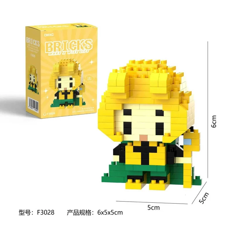 Sarı Saçlı Anime Karakteri Mikro Blok Yapı Oyuncağı Mini Blok Koleksiyon Seti - F3028