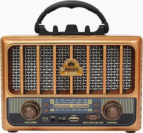 Meier M-1933BT Nostaljik Bluetooth Radyo | FM/AM/SW, USB, TF Kart, AUX, Taşınabilir Hoparlör