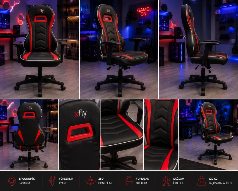 XFly Luppo Çocuk Oyuncu Koltuğu Kırmızı Ergonomik Bilgisayar ve Gaming Koltuğu - 1523D0488