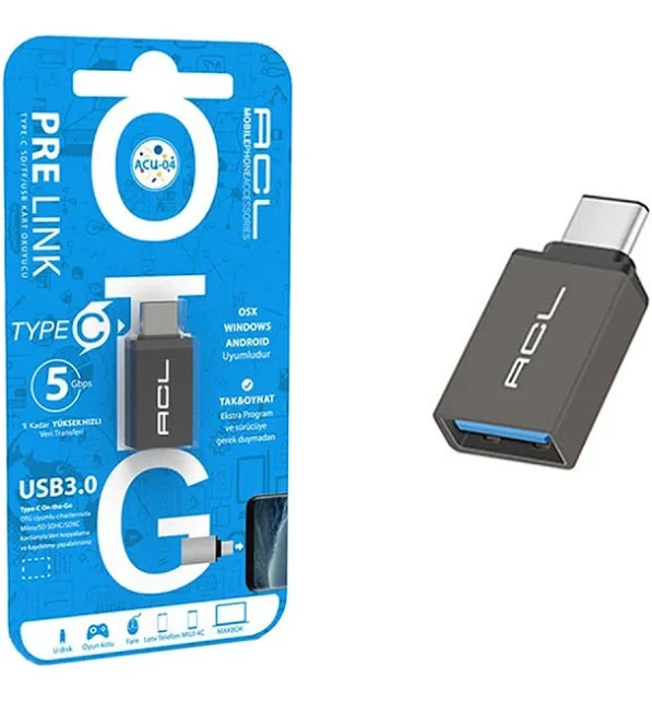ACL ACU-04 USB 3.0 Type-C to USB-A OTG Dönüştürücü Adaptör