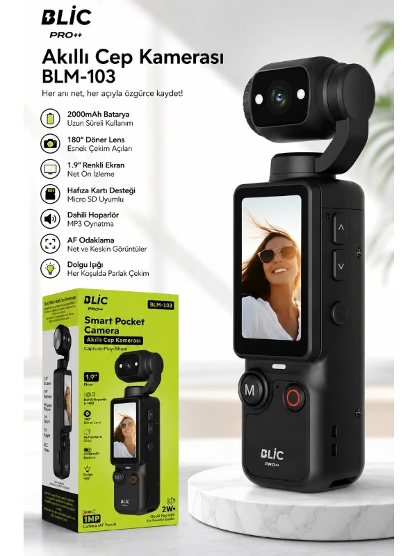 Blic Pro++ BLM-103 Akıllı Cep Kamerası 180° Döner Lens Full HD Wi-Fi Güvenlik Kamerası